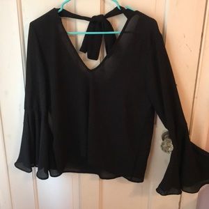 Black Bell Sleeve Blouse